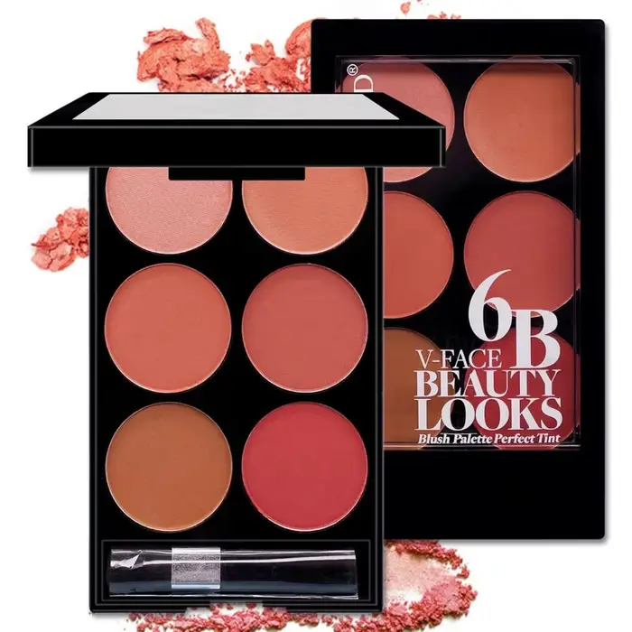 Palette tout-en-un pour fard à joues et contour de 6 couleurs