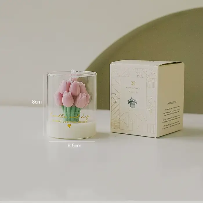 Bouquet de tulipes, bougie parfumée faite à la main, aromathérapie, cire de soja, bougies d'annivers