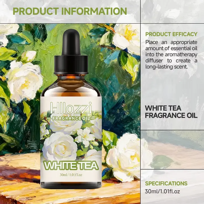 HUILE PARFUMÉE AU THÉ BLANC : Pour l'aromathérapie, la diffusion, les parfums et les bougies parfumées.