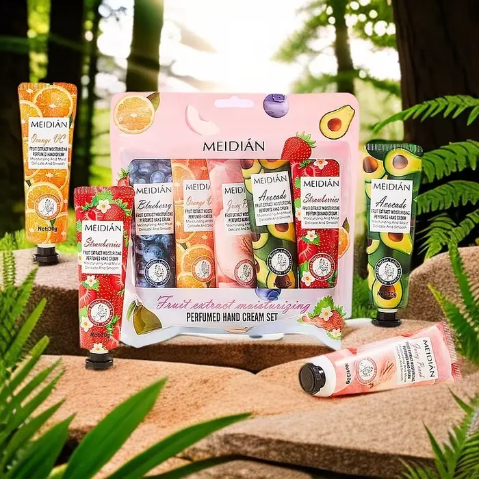 Crème pour les mains parfumée aux fruits cinq pièces pour une rétention de parfum hydratante et dura
