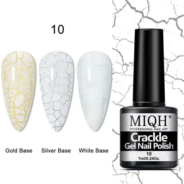Gel de vernis à ongles craquelé, 7 ml/0,24 oz - Hypoallergénique, sans acétone, séchage par soufflage pour un effet craquelé rapide