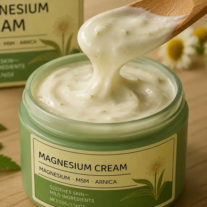 Crème corporelle apaisante à base de magnésium et d'ingrédients végétaux pour les douleurs aux poignets, genoux et jambes, hydratation profonde, absorption rapide, lotion de massage pour peaux sèches