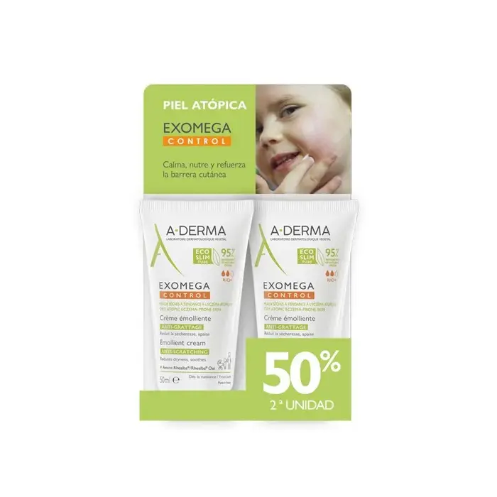 Crème émolliente Exomega Control A Derma pour peaux sèches et réactives apaisante et hydratante pour le visage et le corps occasions quotidiennes et spéciales