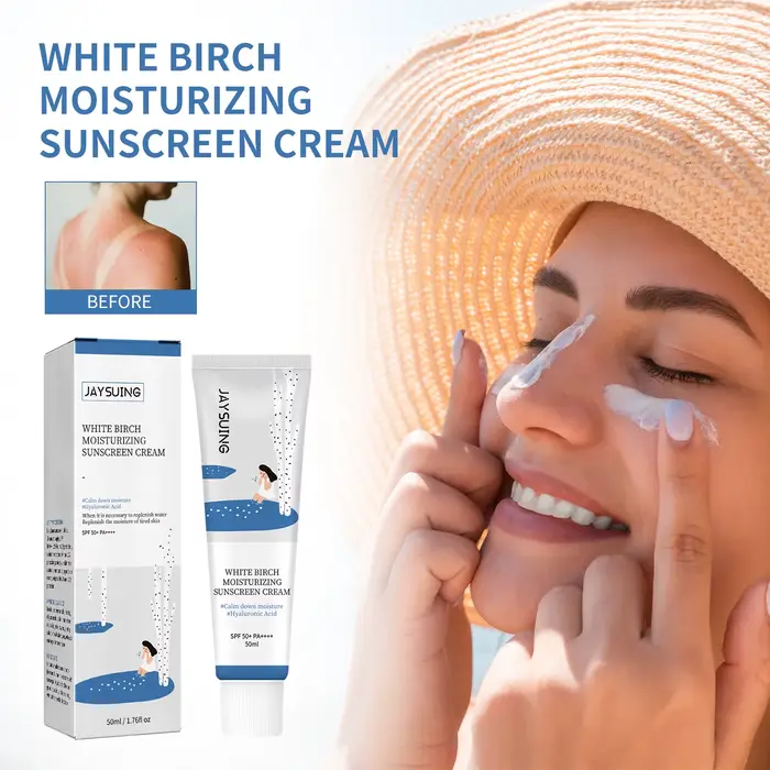 Crème solaire pour le visage, soin de la peau, hydratant, bain, protection UV, jus de bouleau, 50ml,