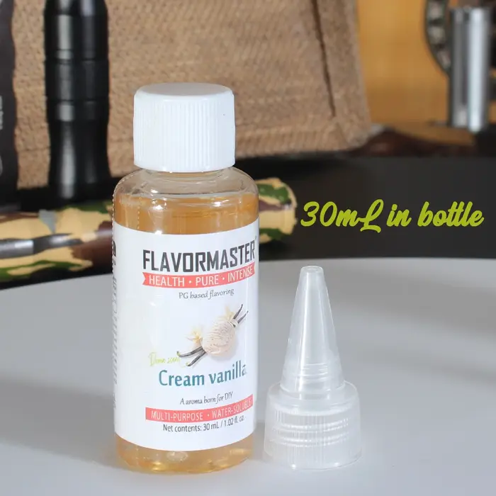 Concentré d'arôme crémeux à la vanille hydrosoluble, conforme à la réglementation TPD, sans nicotine
