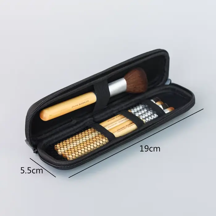 Étui pour pinceaux de maquillage pour femmes, petit sac à cosmétiques noir pur, organisateur de styl