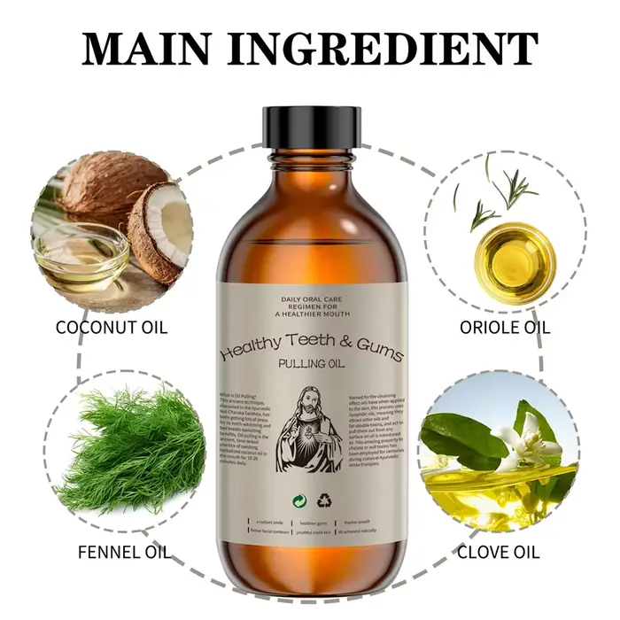 Le rince-bouche à l'huile de noix de coco blanchit les dents enlève la plaque naturellement haleine fraîche et élimine les odeurs sans alcool pour un usage quotidien