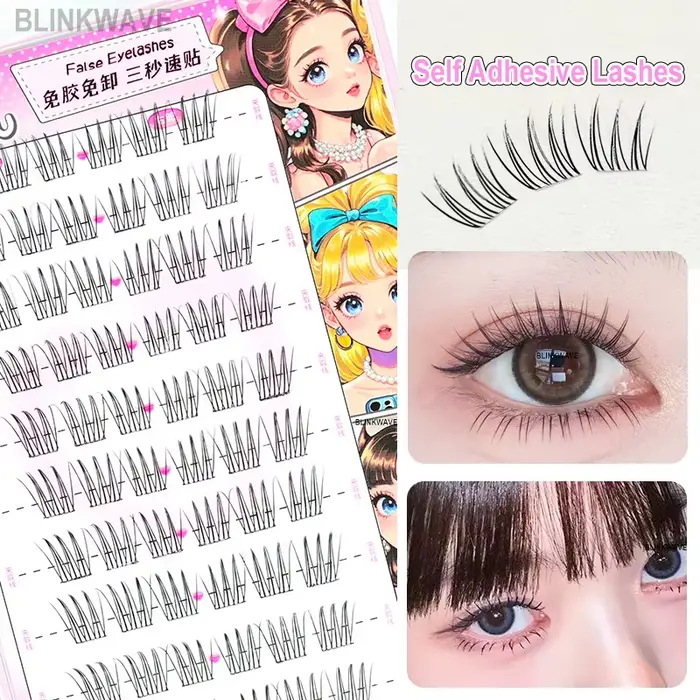 Cils sans colle de Style coréen pour filles, grande capacité, naturels, vaporeux, faciles à applique