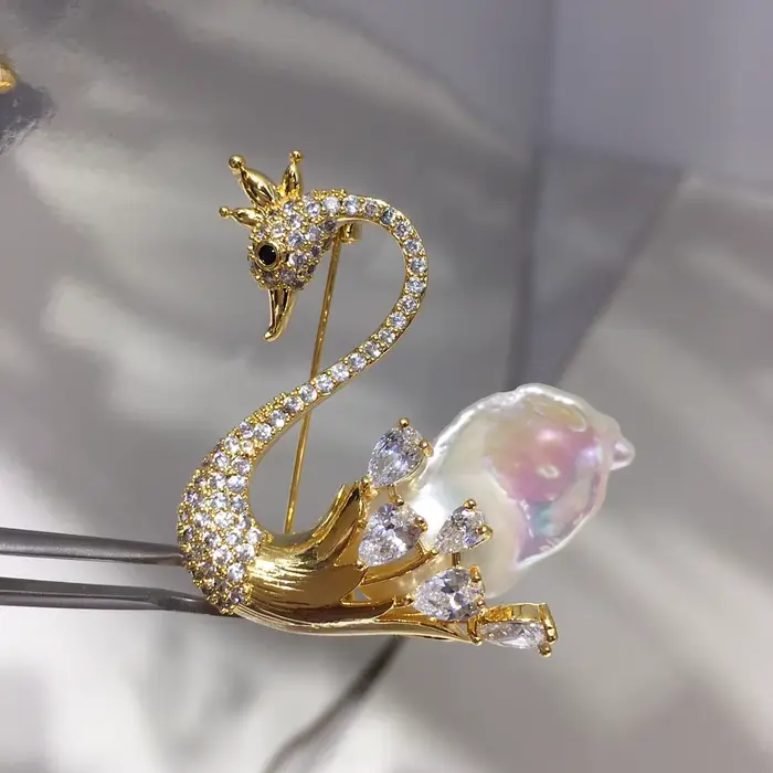 ZHBORUINI – broche en perles d'eau douce naturelles, cygne incrusté de Zircon, Design coloré, Style Baroque, accessoire pour occasions formelles ﻿