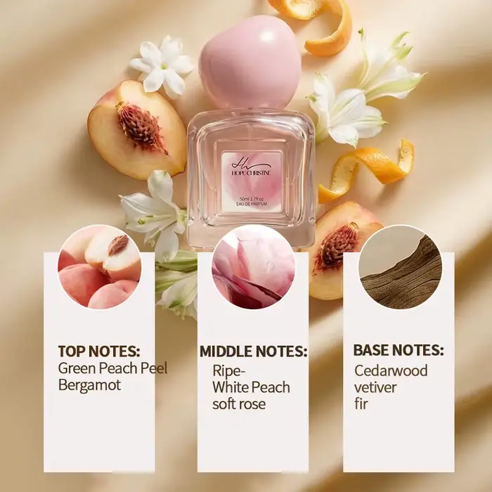 Parfum Hope Christine Velvet Peach Breeze, senteur douce et piquante, parfum propre et ressemblant à
