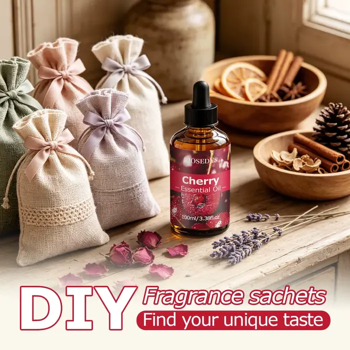 Huile essentielle de cerise, huile parfumée aux notes fruitées et sucrées pour diffuseurs, projets de bricolage et aromathérapie, parfum frais et fruité.