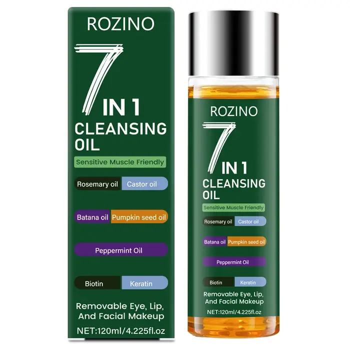 Huile démaquillante rapide 7-en-1 de grande capacité 120 ml : facile à émulsionner, douce et non irritante, démaquille plus en profondeur, rafraîchissante et non irritante, bon produit démaquillant, l