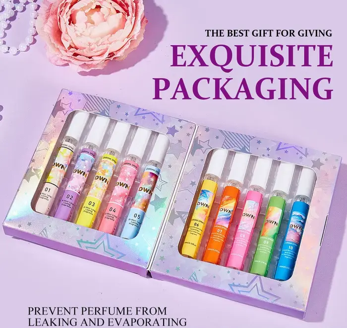 Coffret Cadeau de 10 Parfums de Luxe Vibrants Sans Alcool, Senteur Fraîche et Longue Durée, Spray Co