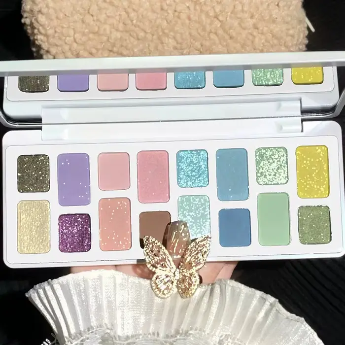Printemps et été jus doux rose vert couleur contraste 16 couleurs fard à paupières Palette de maquil