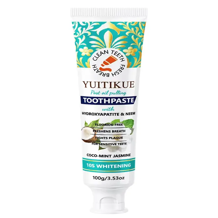 Dentifrice à l'hydroxyapatite, sans fluor, au neem, menthe coco et jasmin, pour une haleine fraîche,