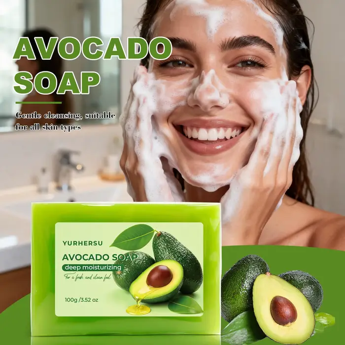 Savon à l'extrait d'avocat biologique hydratant, apaisant, réparateur pour peaux rugueuses, éclairci