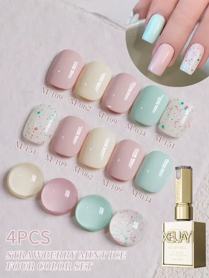4 couleurs 15ml nouveau populaire menthe vert rose vernis à ongles Semi Permanent Nail Art trempage 
