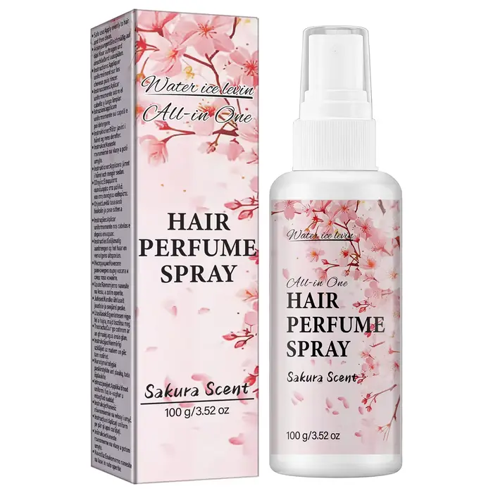 Spray Parfumé pour Cheveux Water Ice Levin Sakura Scent 100g, Collagène, Venin d'Abeille, Anti-Friso