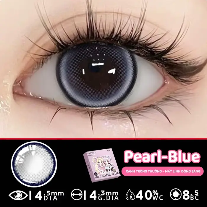 OVOLOOK - 2 paires de lentilles de contact colorées effet nacré bleu brillant