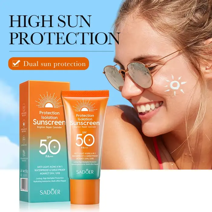 SADOER Anti-UV/UVB réparation crème solaire pour le visage blanchissant imperméable résistant à la s