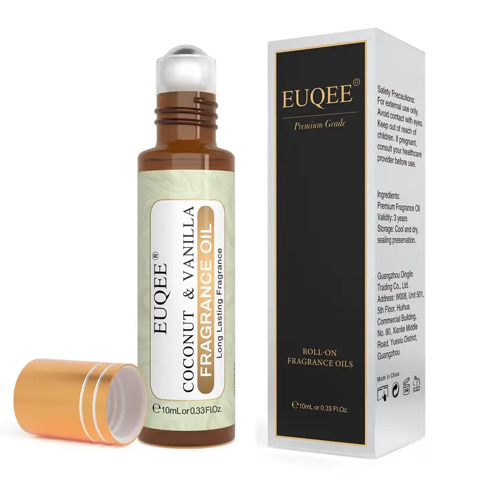 EUQEE – huile parfumée à bille de 10ml, pour humidificateur, aromathérapie, fabrication de bougies, musc blanc, noix de coco et vanille, cerise Parma violette