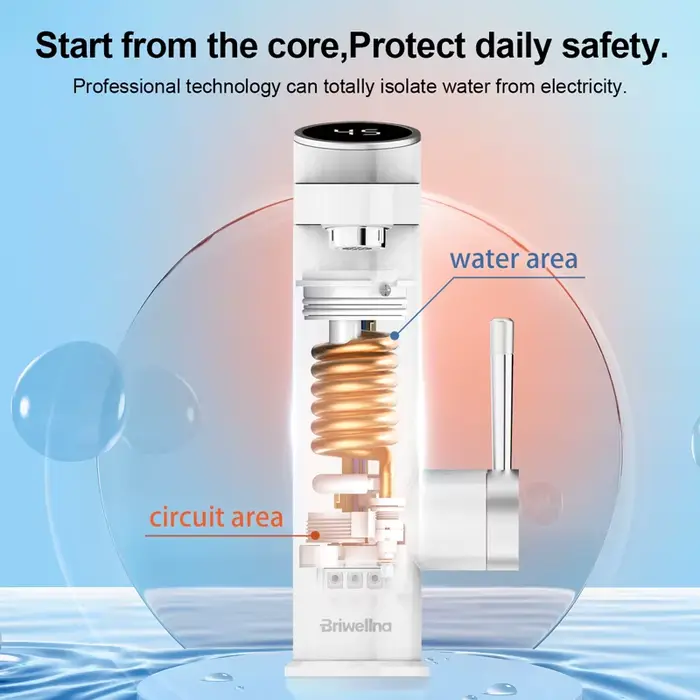 Briwellna – robinet chauffe-eau électrique 220V, robinet de lavabo, bec pivotant à 120 °, mélangeur Intelligent, Geyser