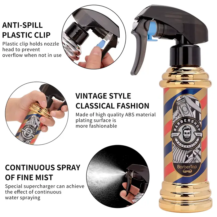 Rétro Vaporisateur De Coiffure Bouteilles Rechargeables Brume Continue Arrosage Peut Salon Portable Barber Pulvérisateur D'eau