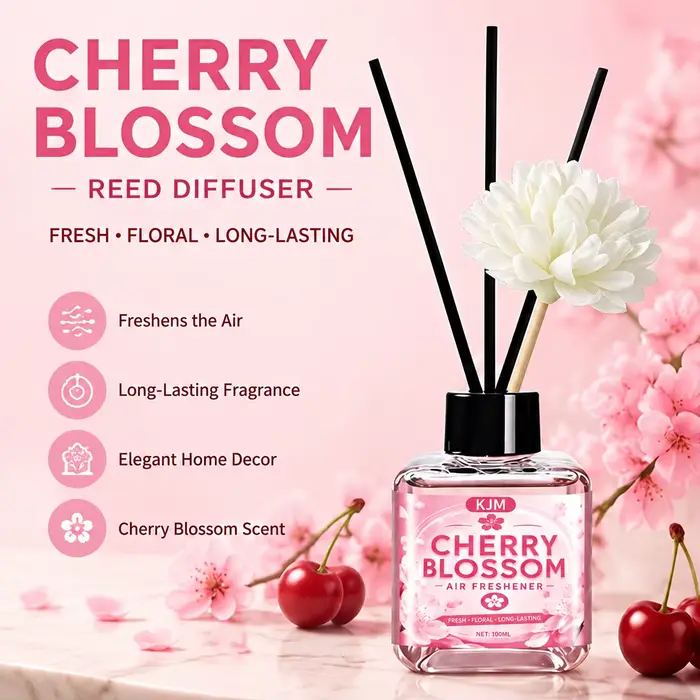 Diffuseur de parfum, désodorisant pour voiture et maison, parfum de fleur de cerisier, décoration aromatique, parfum longue durée, désodorisant pour chambre, salle de bain et autres espaces.