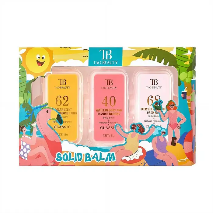 Coffret de 1/3 baumes parfumés solides aux arômes fruités, parfum corporel romantique longue durée p