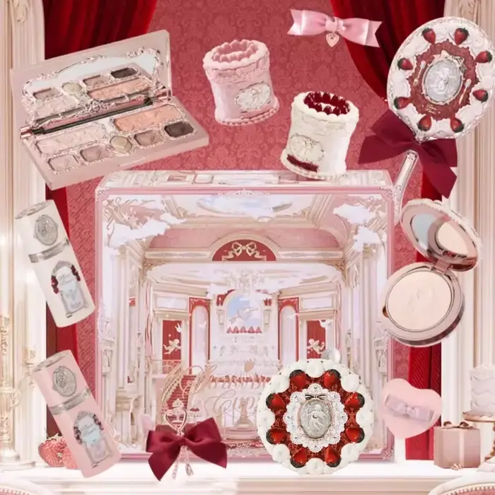 Collection Flower KnowStrawberry Cupid Box - Coffret de maquillage - Palette complète - Poudre pressée - Blush - Rouge