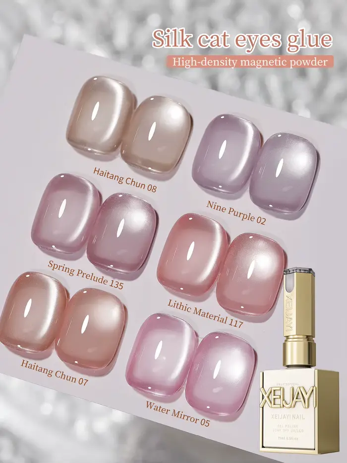 1/6 pièces Nail Art Super brillant rose Satin oeil de chat Gel pour ongles magnétique