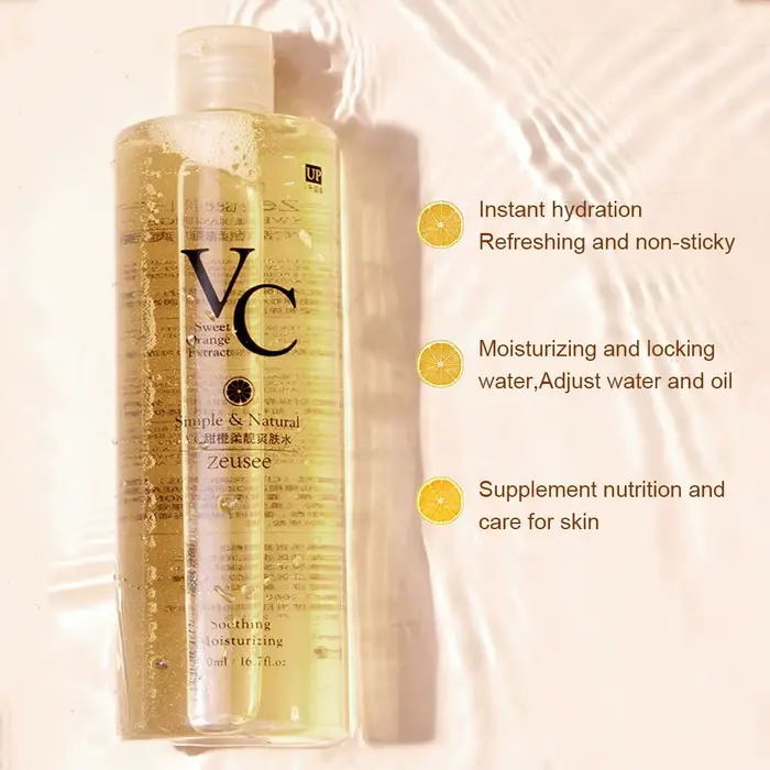 VC – tonique Orange douce, hydratant, grande capacité, compresse humide, rafraîchissant, délicat, contrôle de l'huile, eau brillante
